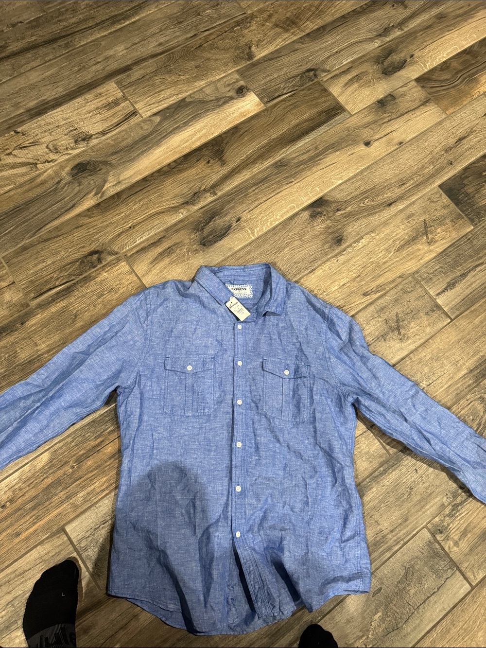 Express Light Blue Chambray Men's Button-Down Shirt